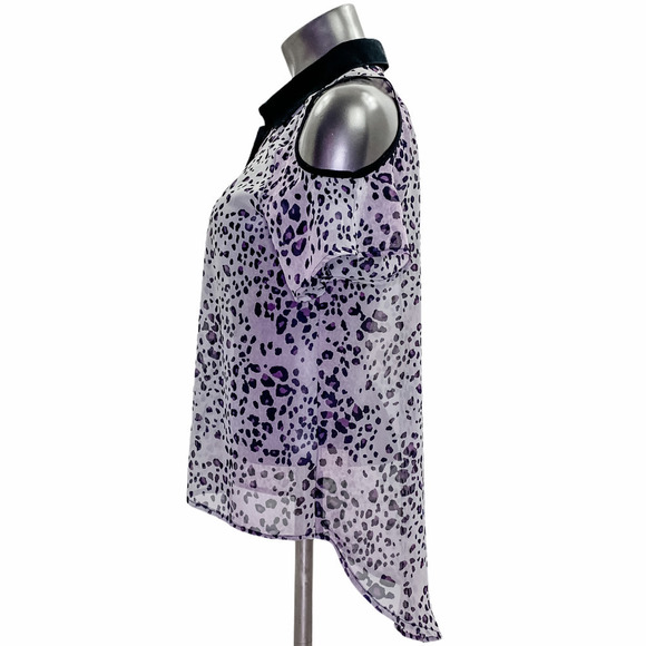 SUGARMINT Cold Shoulder Button Down Blouse Large - Picture 3 of 11